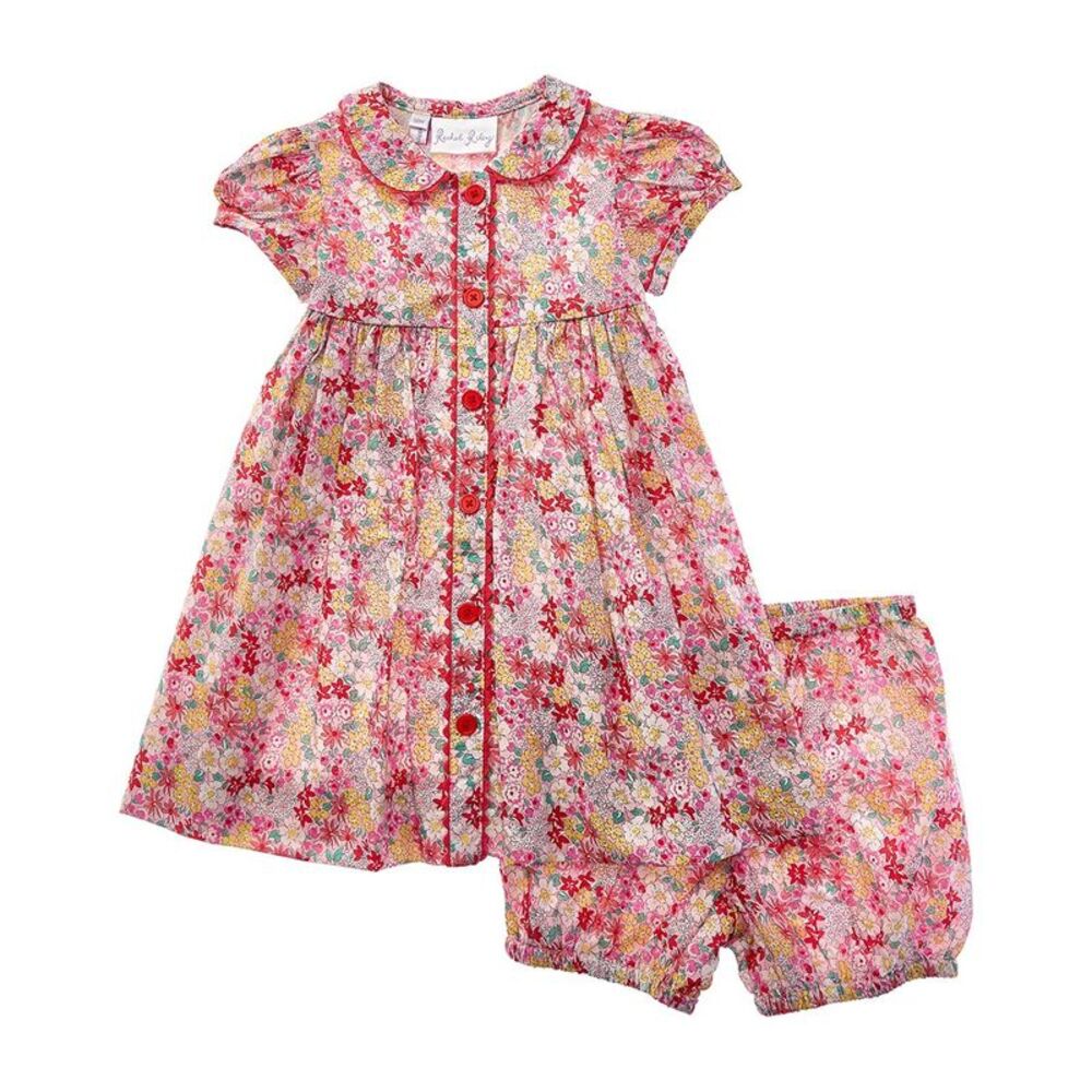 Rachel Riley Girls  2Pc Ditsy Garden Button-Front Dress & Bloomer, Pink
